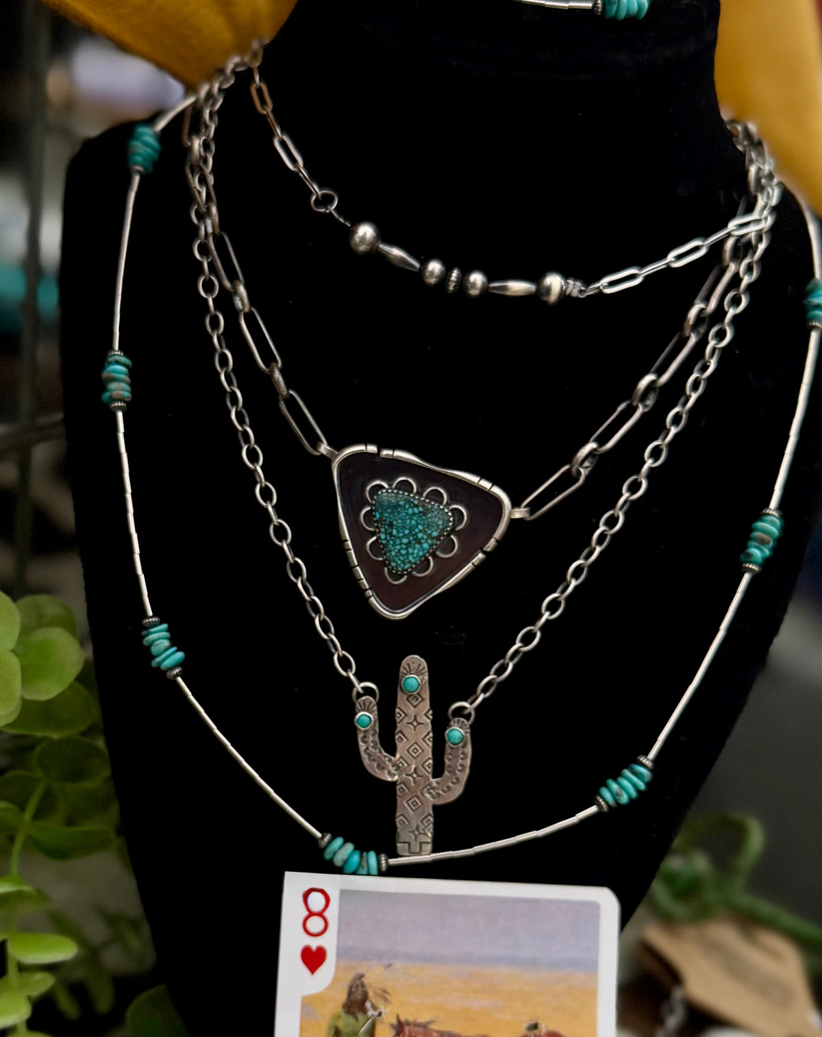 Collier Cactus et Kingman estampillés (1,5" de long)