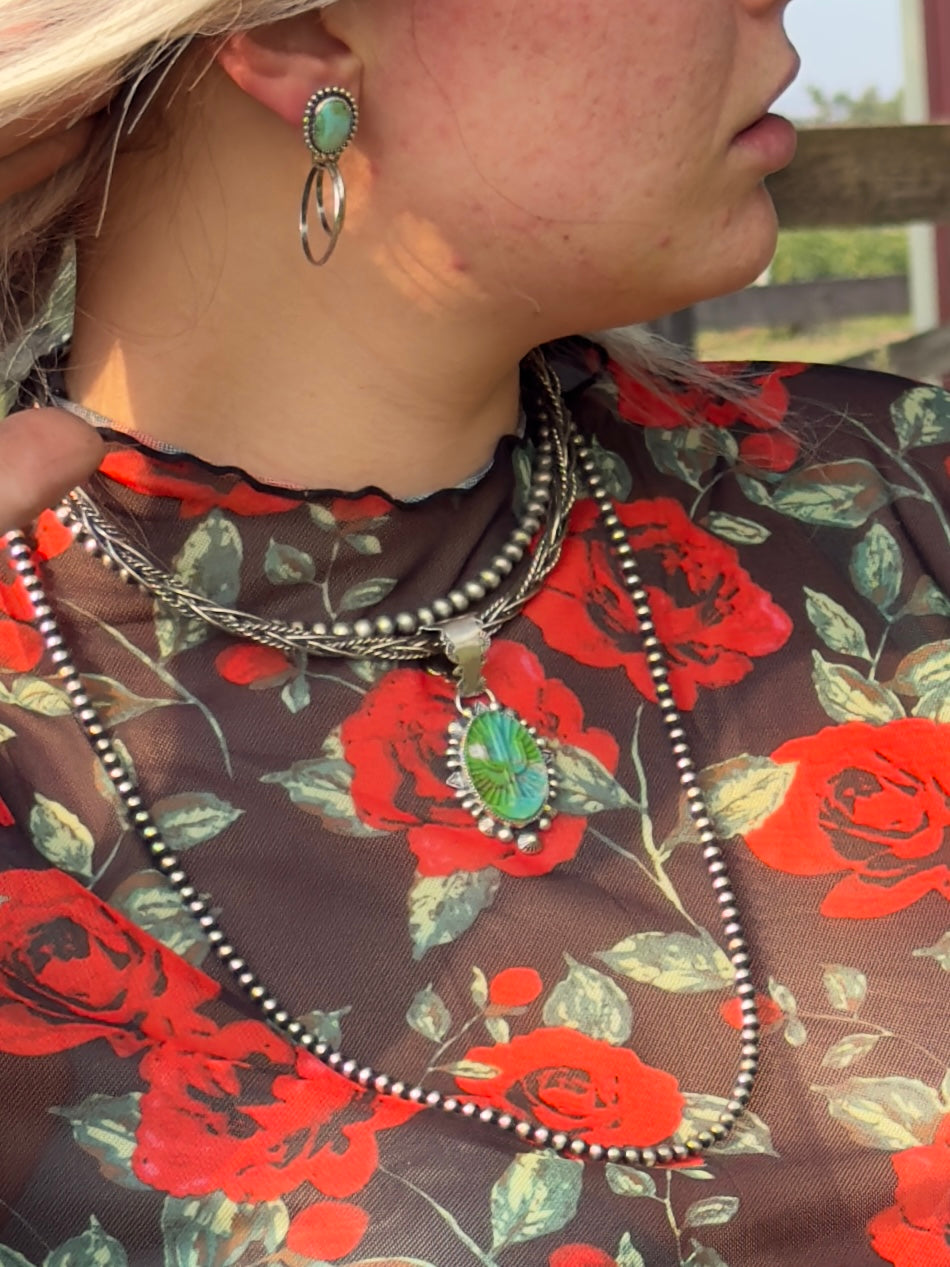 Hand Carved Cactus Pendant (Campitos Turquoise)