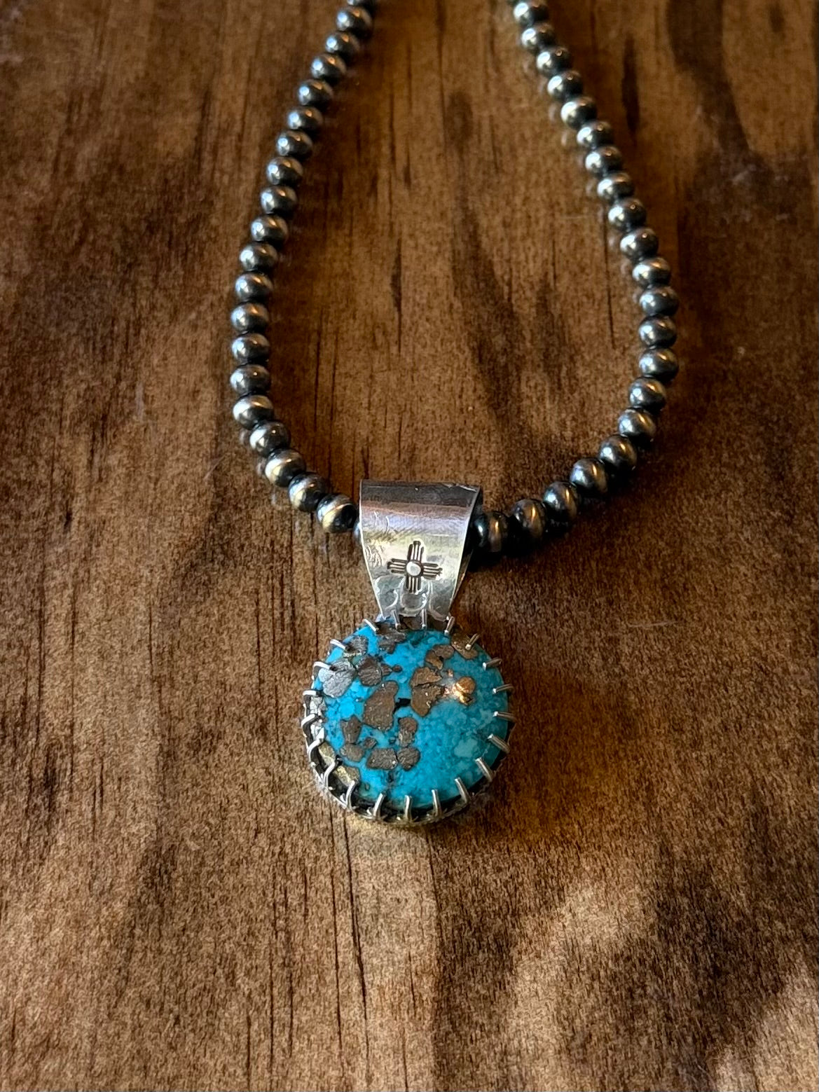 Rare Nacozari Turquoise w/ Pyrite Pendant