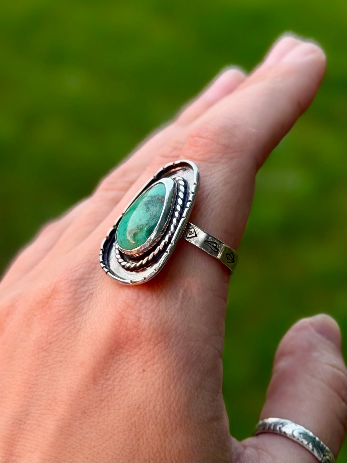 Bague en turquoise de Royston polychrome de haute qualité (Taille 10,5)