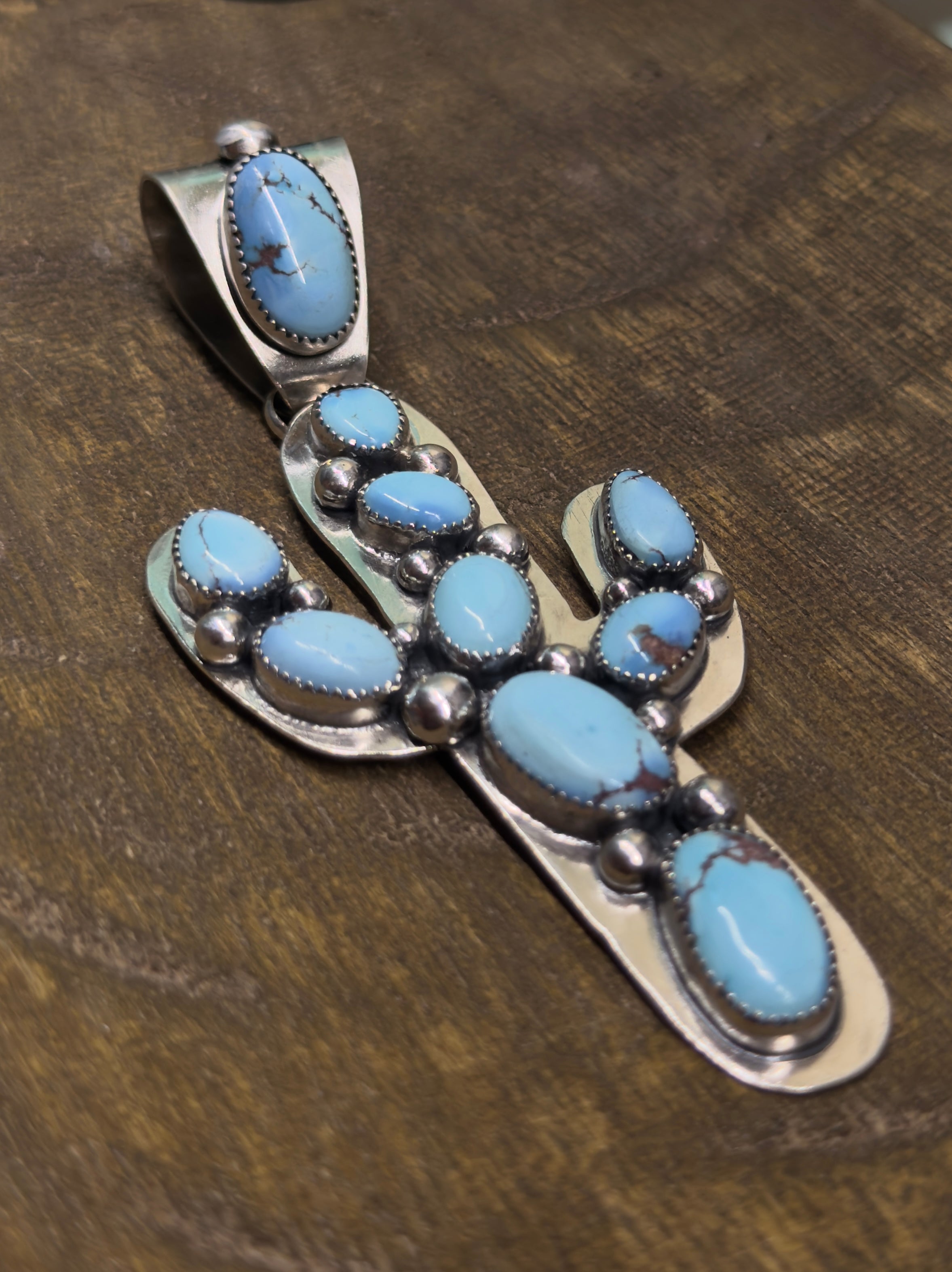 Golden Hills Cactus Pendant (4” long)