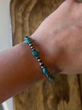 Kingman nugget and Sterling pearl bracelet