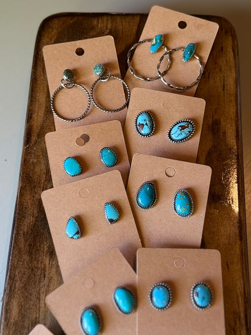Blue Moon Hoop Studs