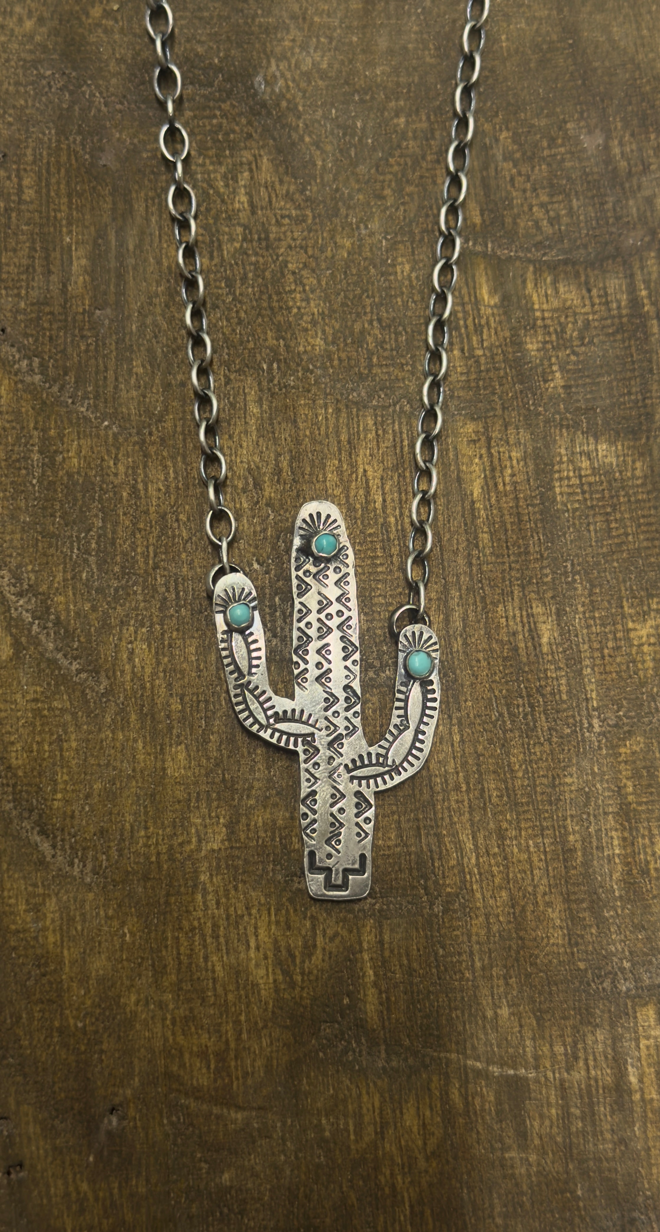 Stamped Cactus & Kingman (2” long)
