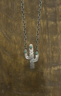 Stamped Cactus & Kingman Necklace (1.5” long)