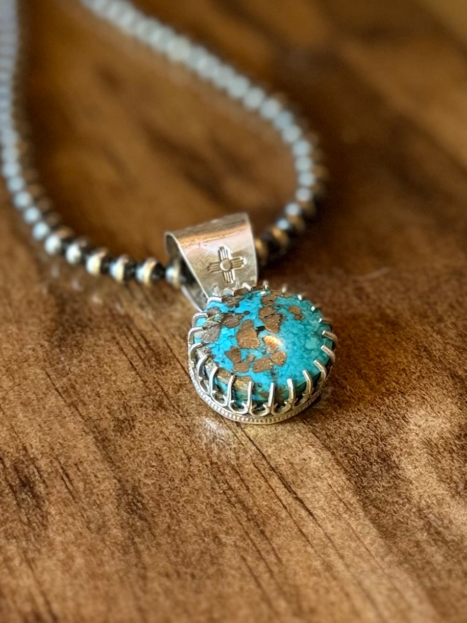 Rare Nacozari Turquoise w/ Pyrite Pendant