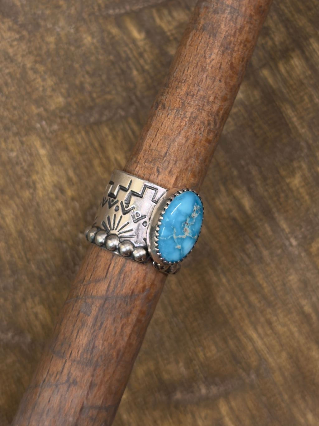 Blue Bird Turquoise Cigar Ring (SIZE 5)