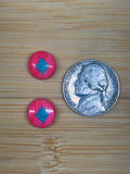 Salmon Coral w/ Turquoise Inlay Diamond Cabochon