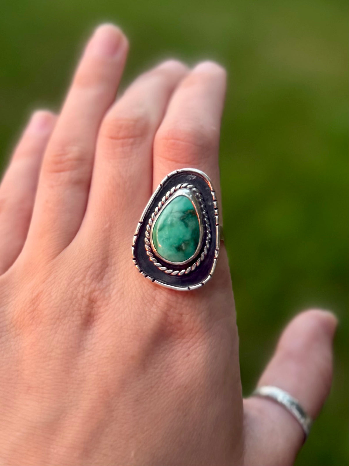 Bague en turquoise de Royston polychrome de haute qualité (Taille 10,5)