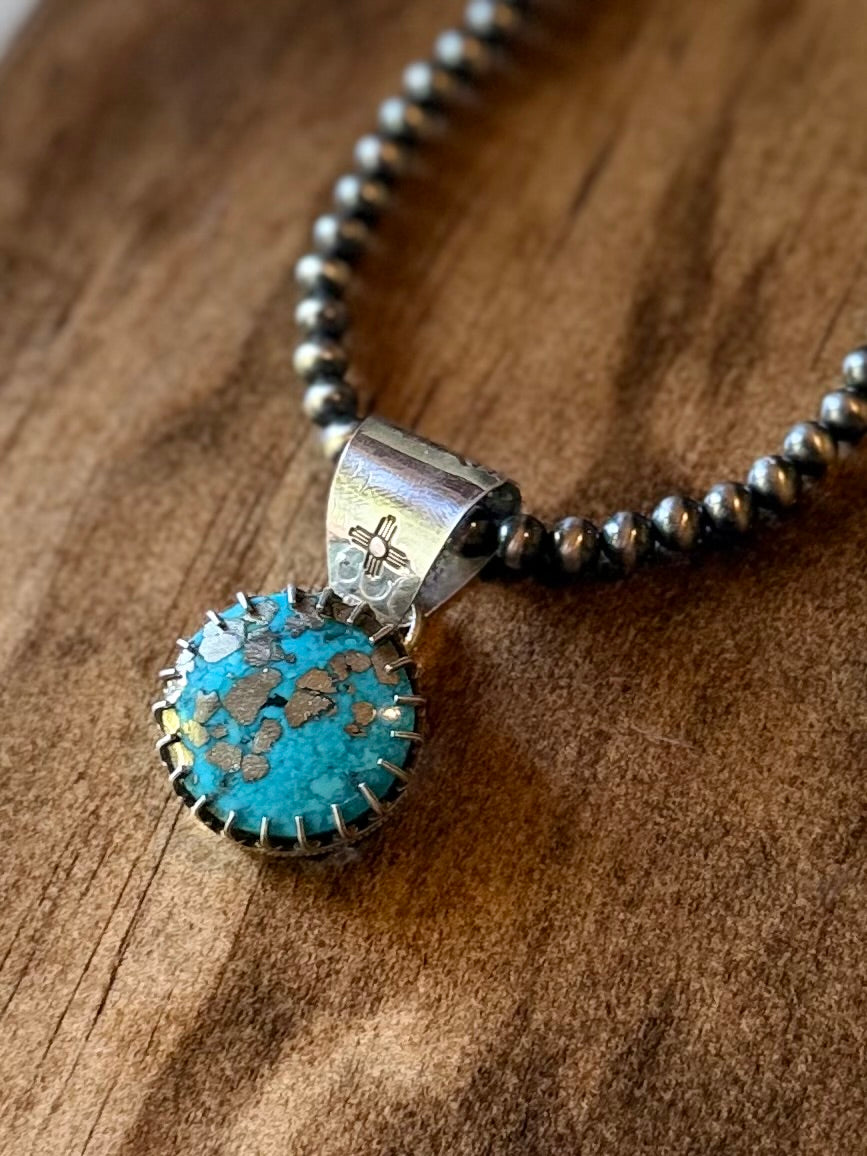 Rare Nacozari Turquoise w/ Pyrite Pendant