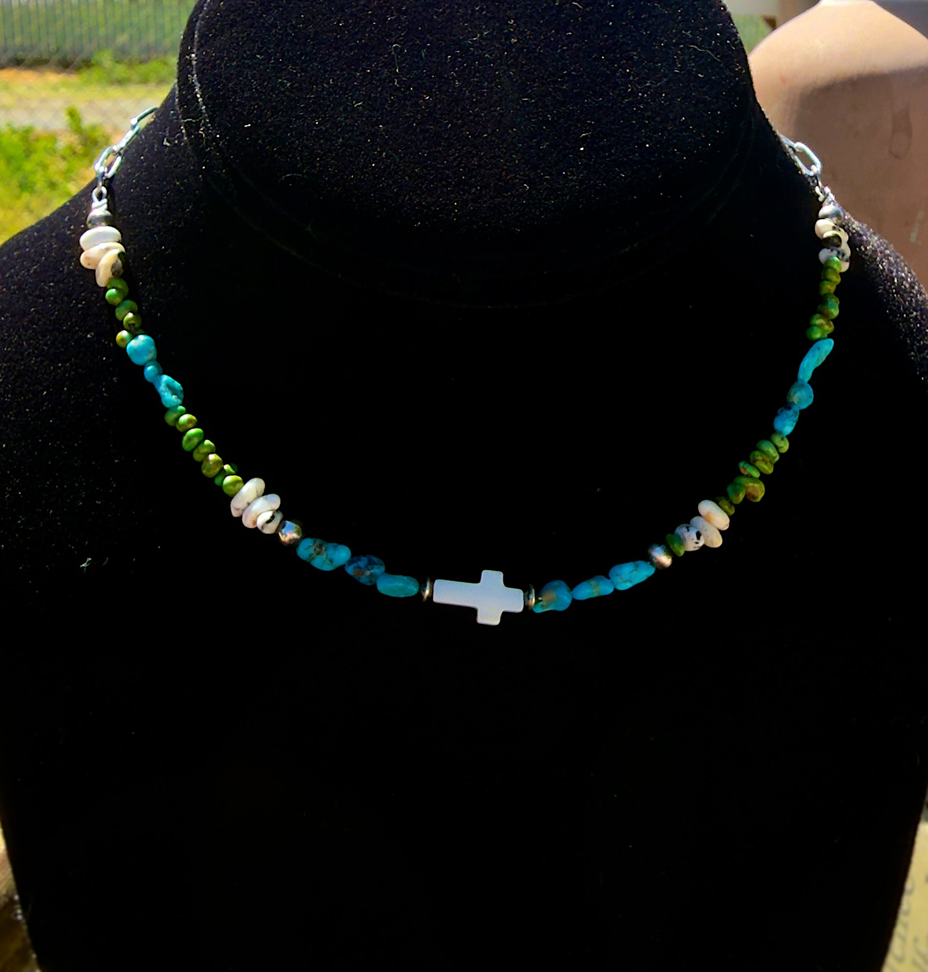 White Buffalo, Sonoran & Kingman Cross Necklace