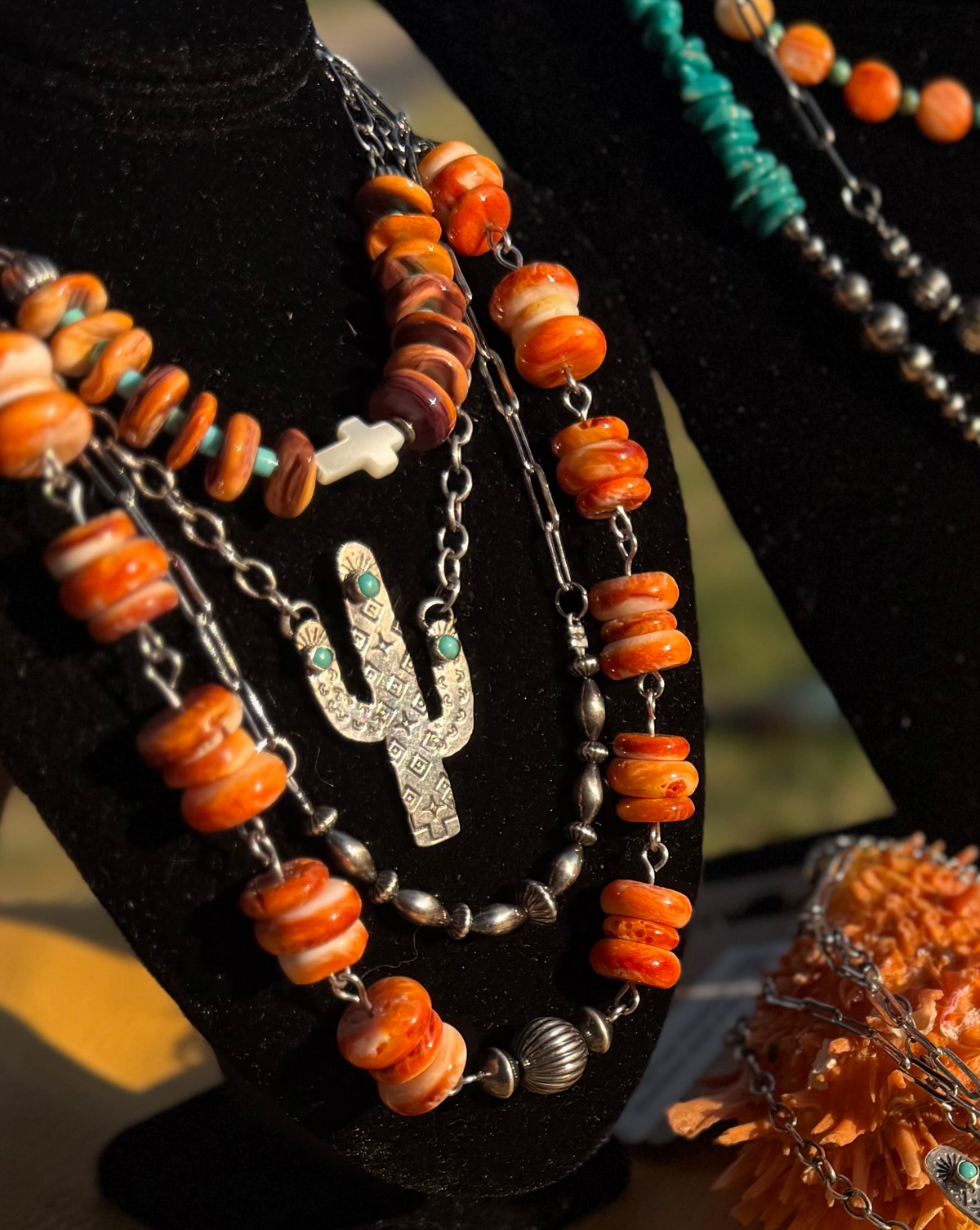Collier Cactus et Kingman estampillés (1,5" de long)