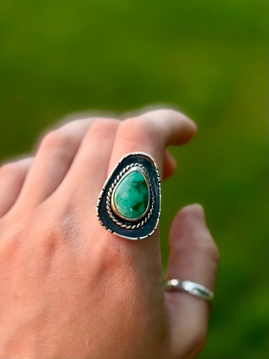 Bague en turquoise de Royston polychrome de haute qualité (Taille 10,5)