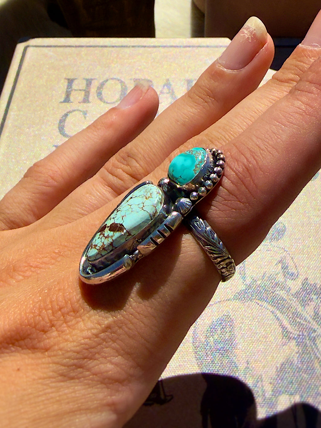 Iron Maiden & Royston Turquoise Ring - Adjustable (Sizes 5.5 - 11)