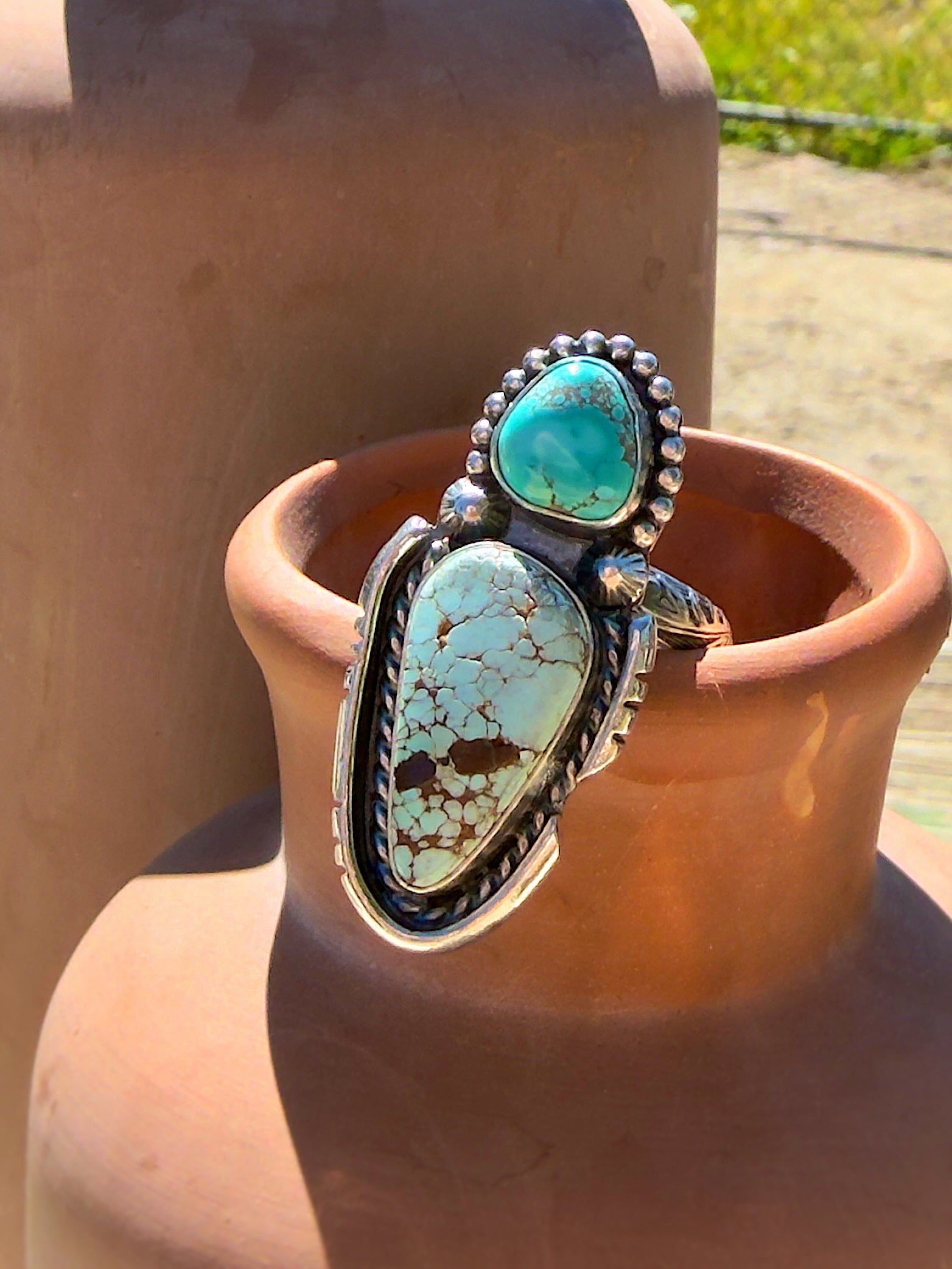 Iron Maiden & Royston Turquoise Ring - Adjustable (Sizes 5.5 - 11)