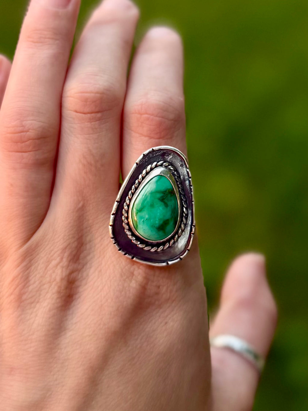 Bague en turquoise de Royston polychrome de haute qualité (Taille 10,5)