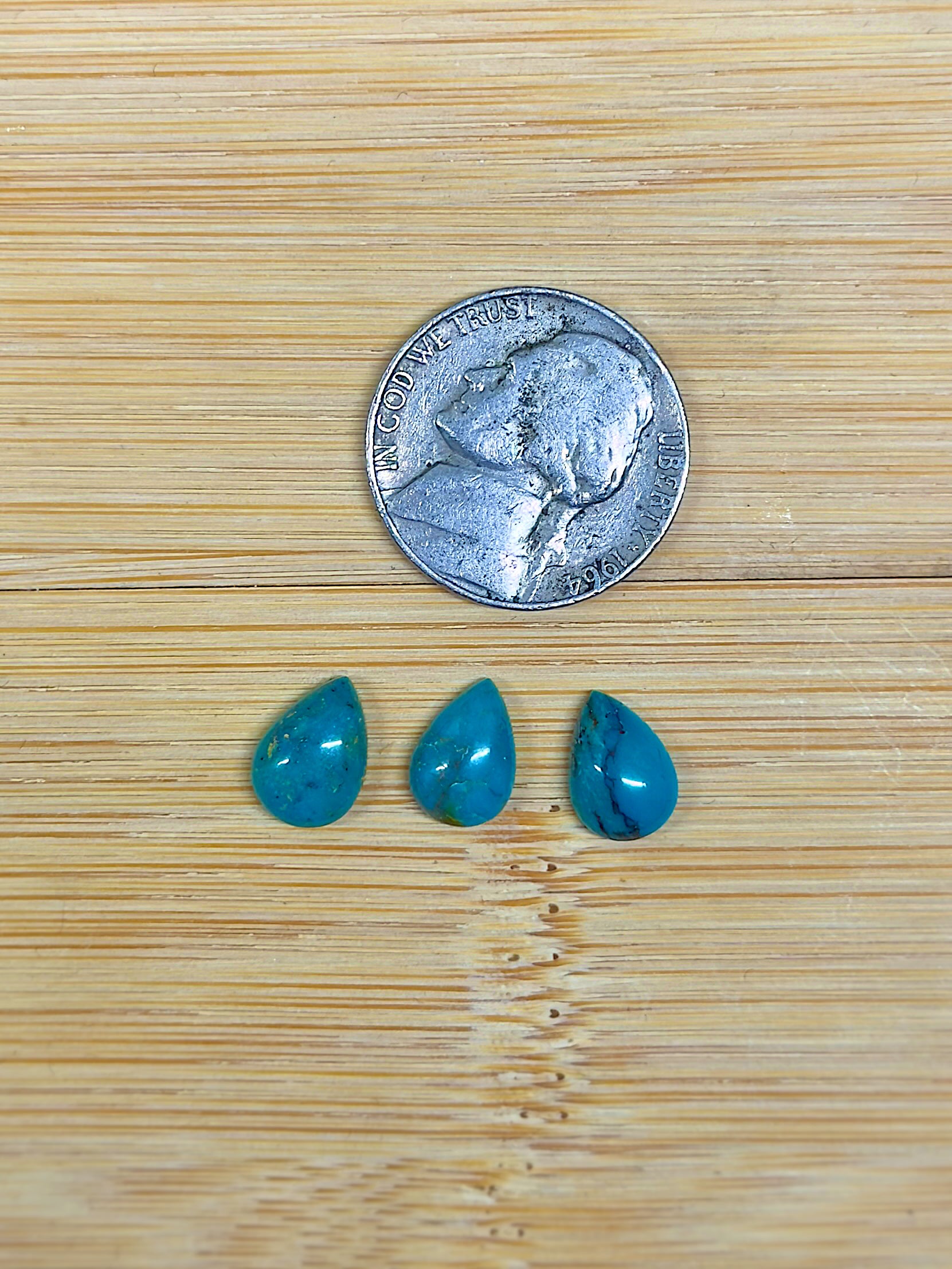 Mexican Turquoise Pear Shape Cabochons (3 Count)
