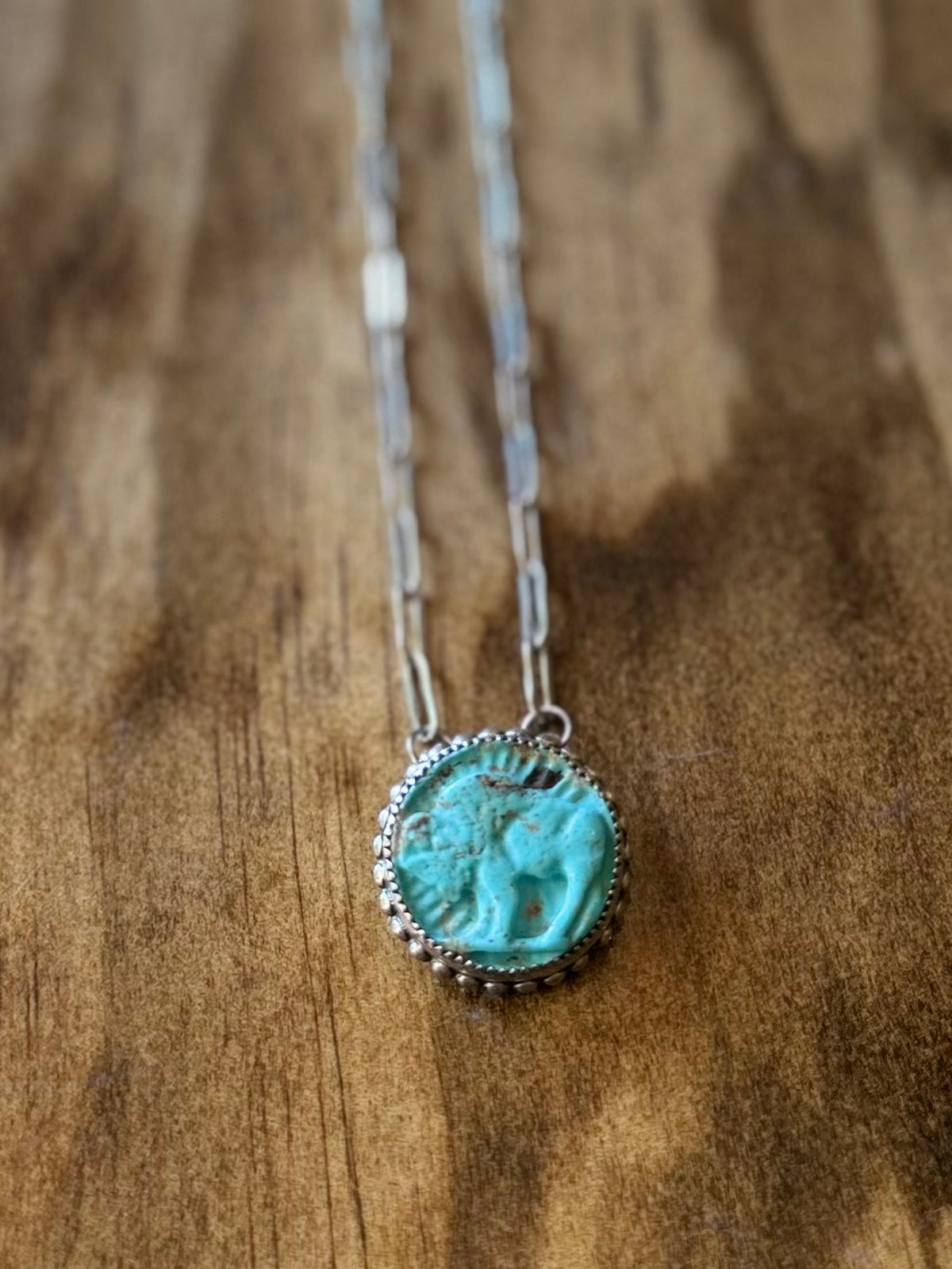 Carved Sonoran Buffalo Nickel Necklace