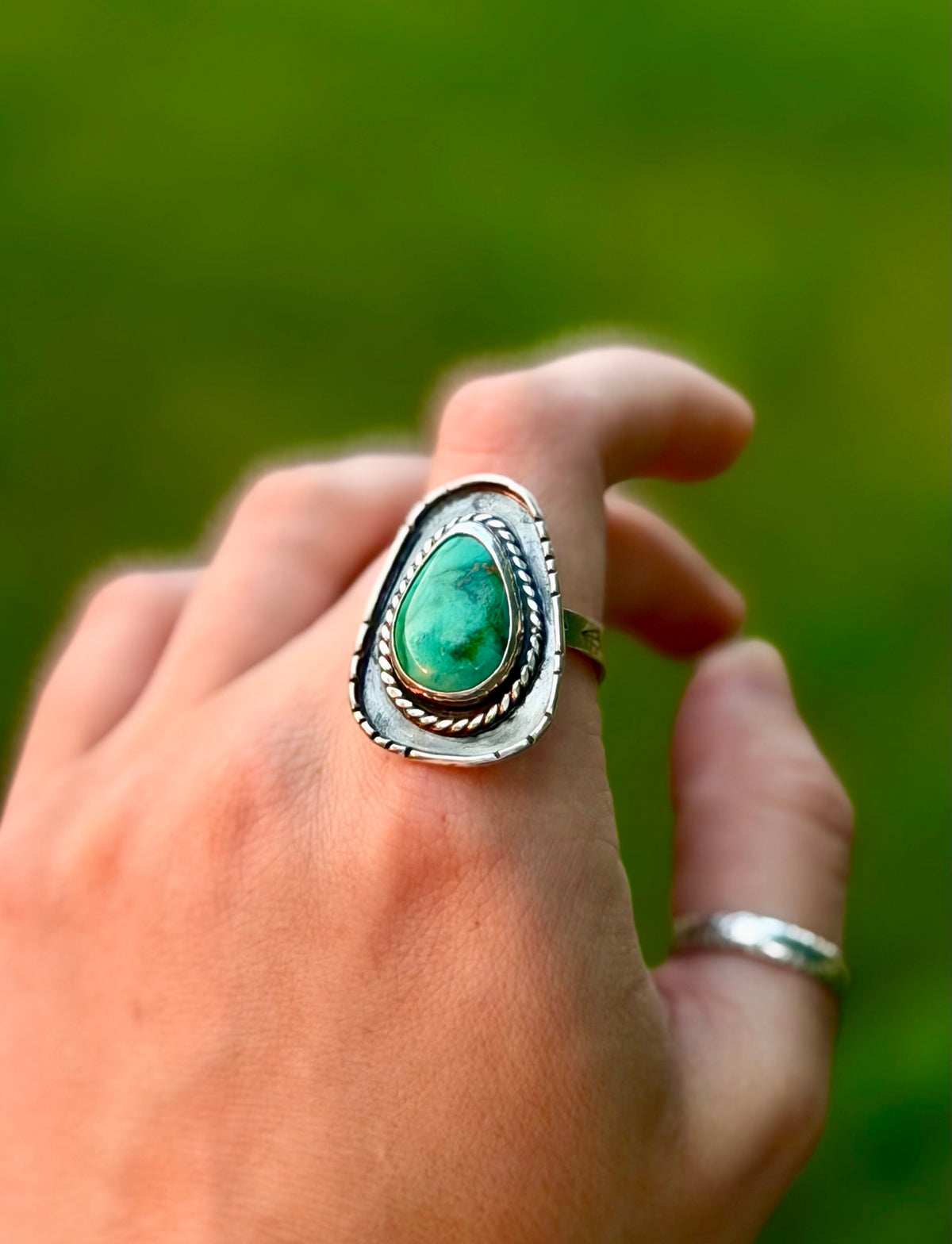 Bague en turquoise de Royston polychrome de haute qualité (Taille 10,5)