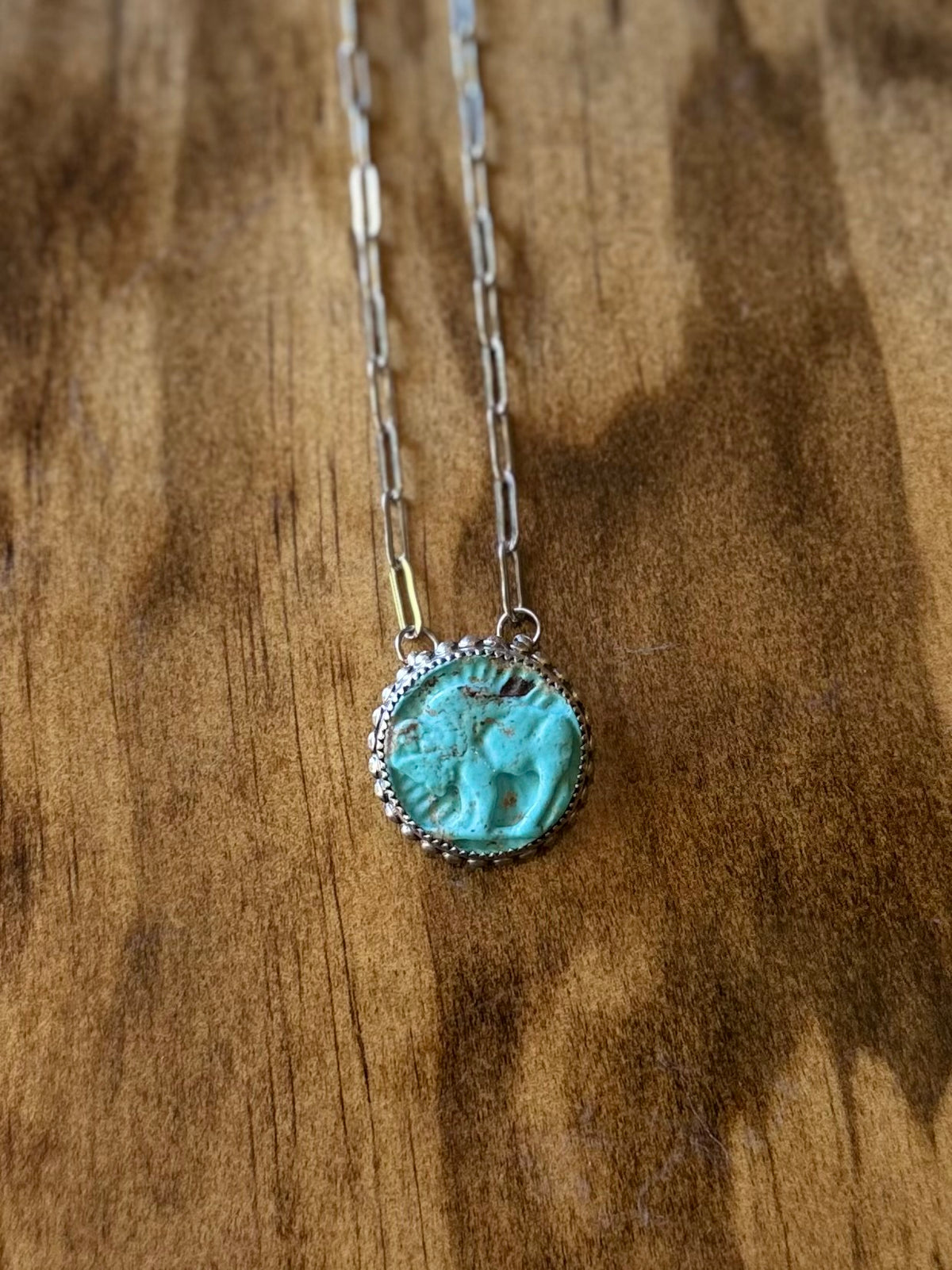 Carved Sonoran Buffalo Nickel Necklace