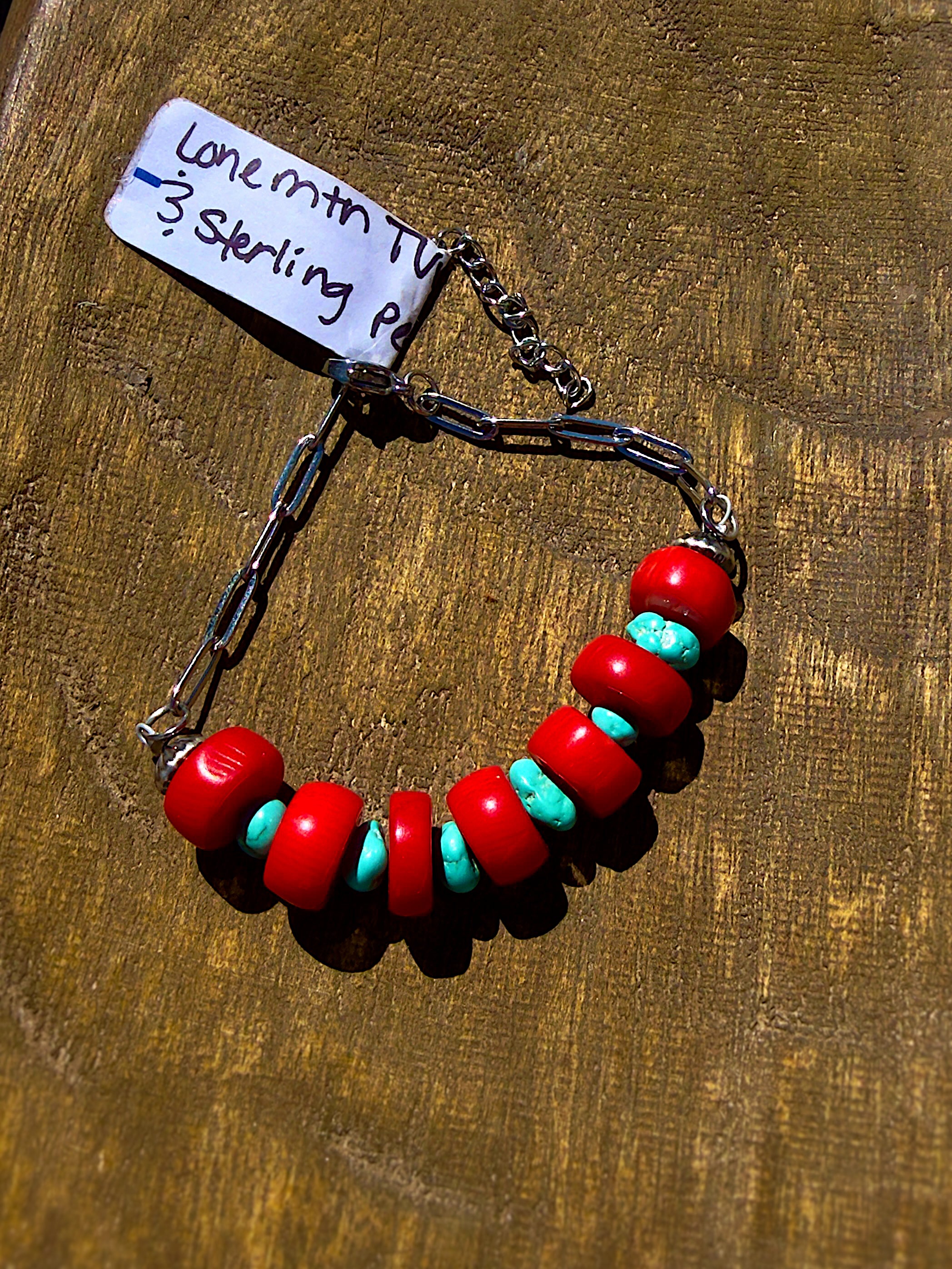 Lone Mountain & Red Coral Bracelet