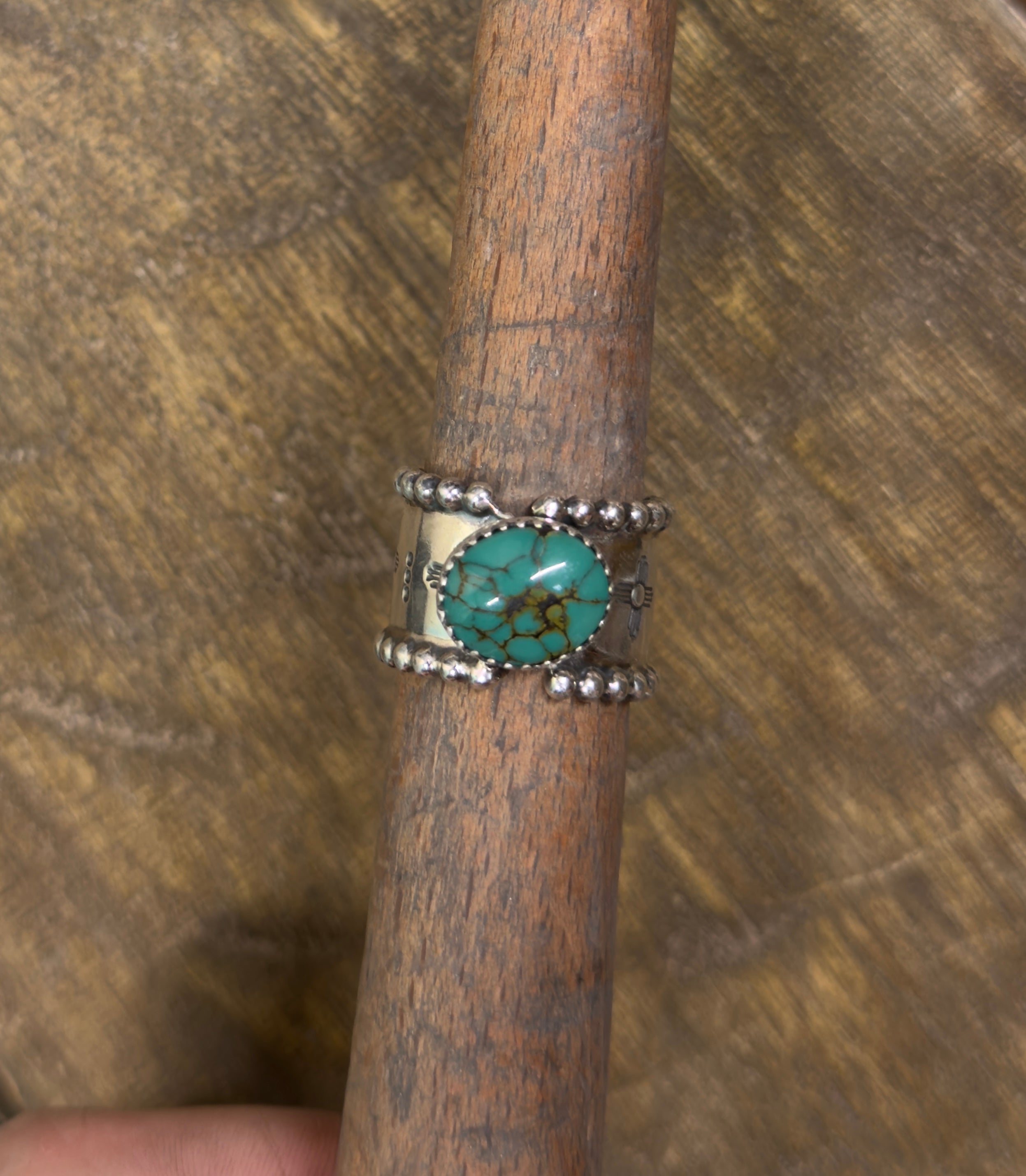 High Grade Blackjack Turquoise Cigar Ring (SIZE 7.5)