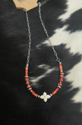 Red Spiny Hydrangea Necklace