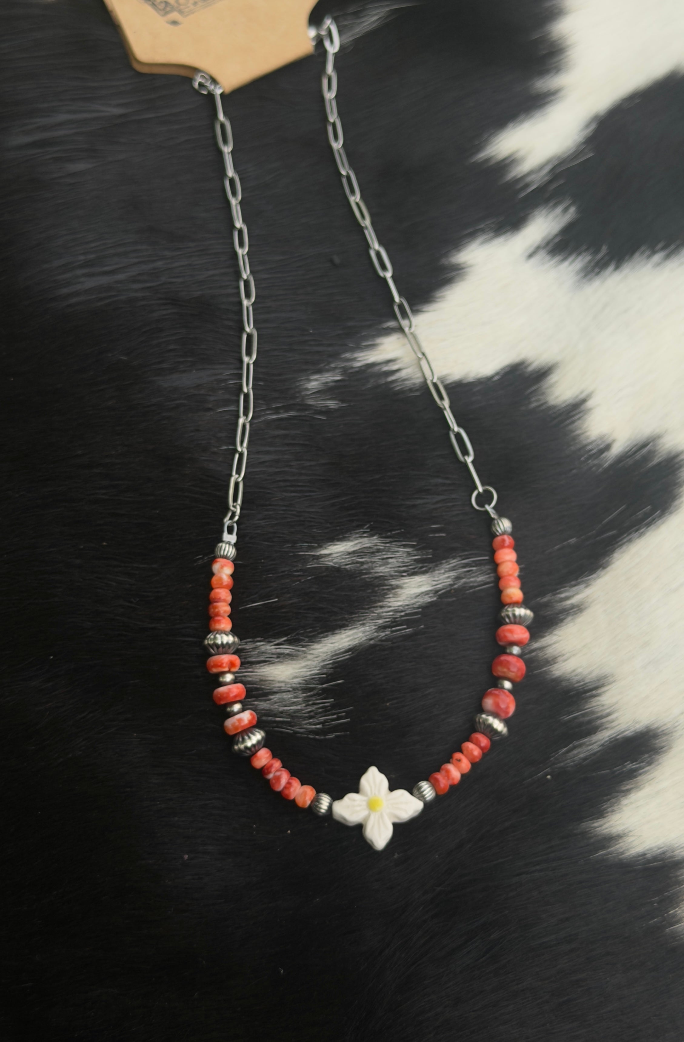 Red Spiny Hydrangea Necklace