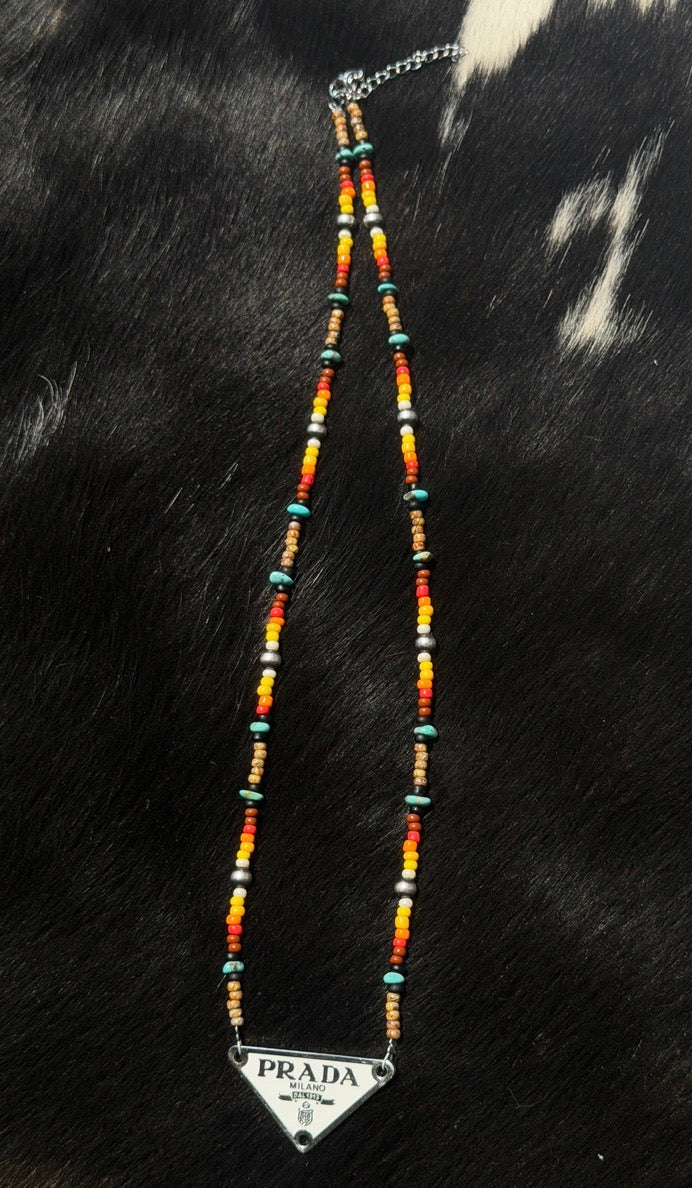 ‘Cowgirl Summer’ PRADA Necklace (tan 20”)