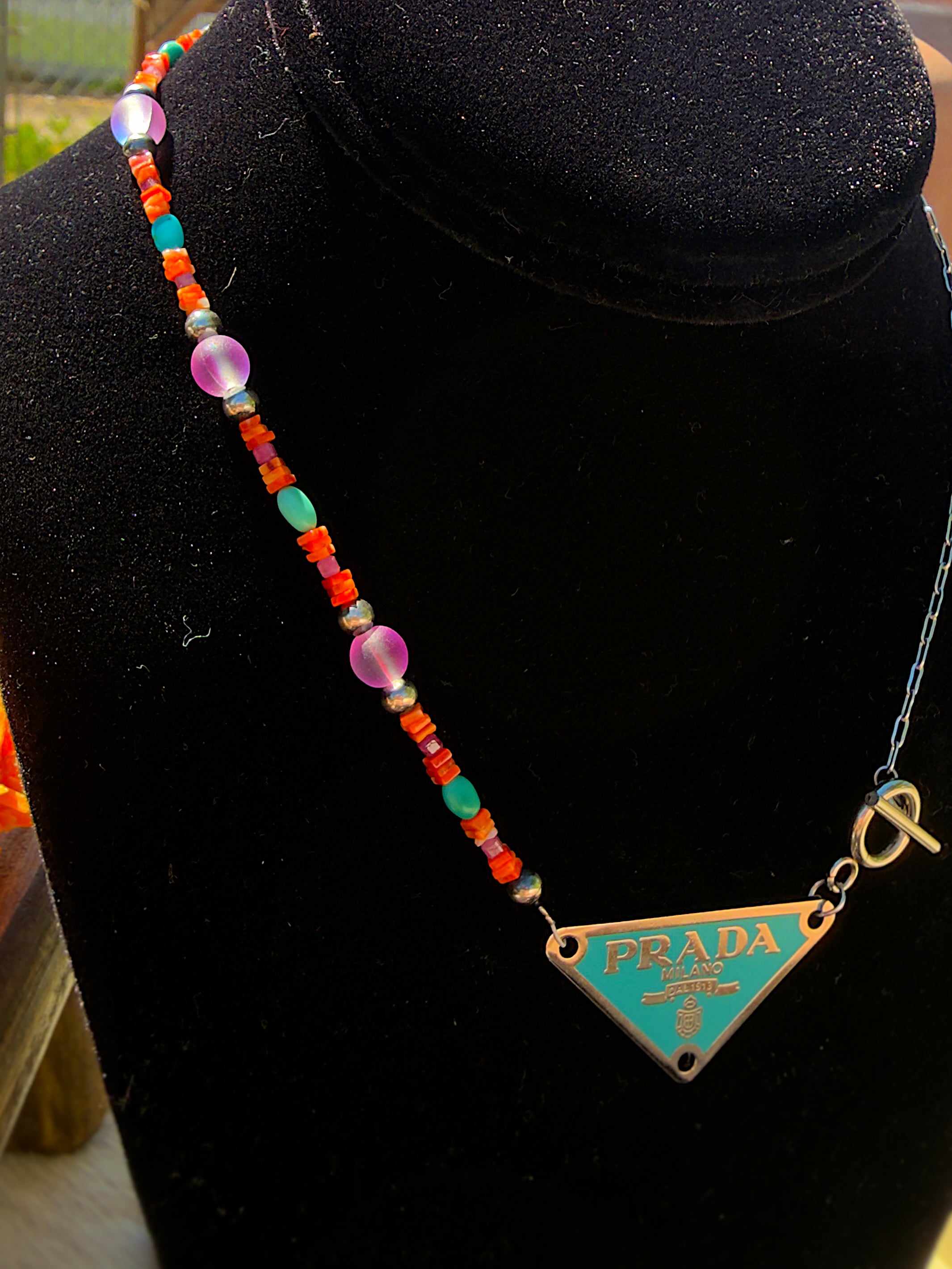 Turquoise Prada Toggle Style Choker