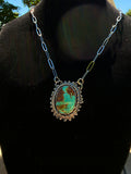 #8 Mine Turquoise Necklace - Hand Stamped Border