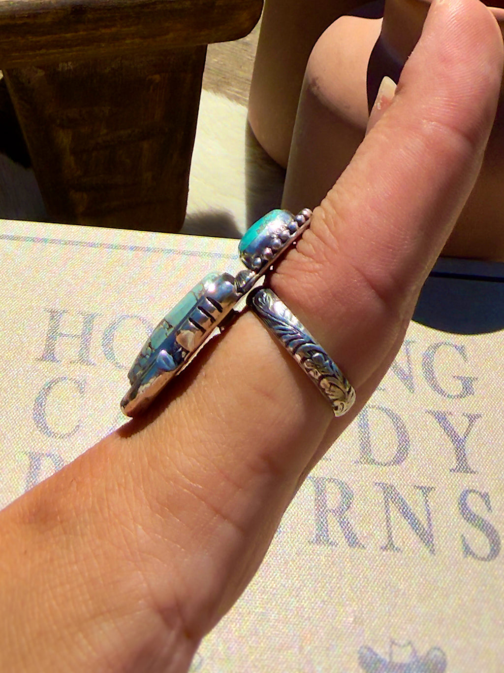 Iron Maiden & Royston Turquoise Ring - Adjustable (Sizes 5.5 - 11)