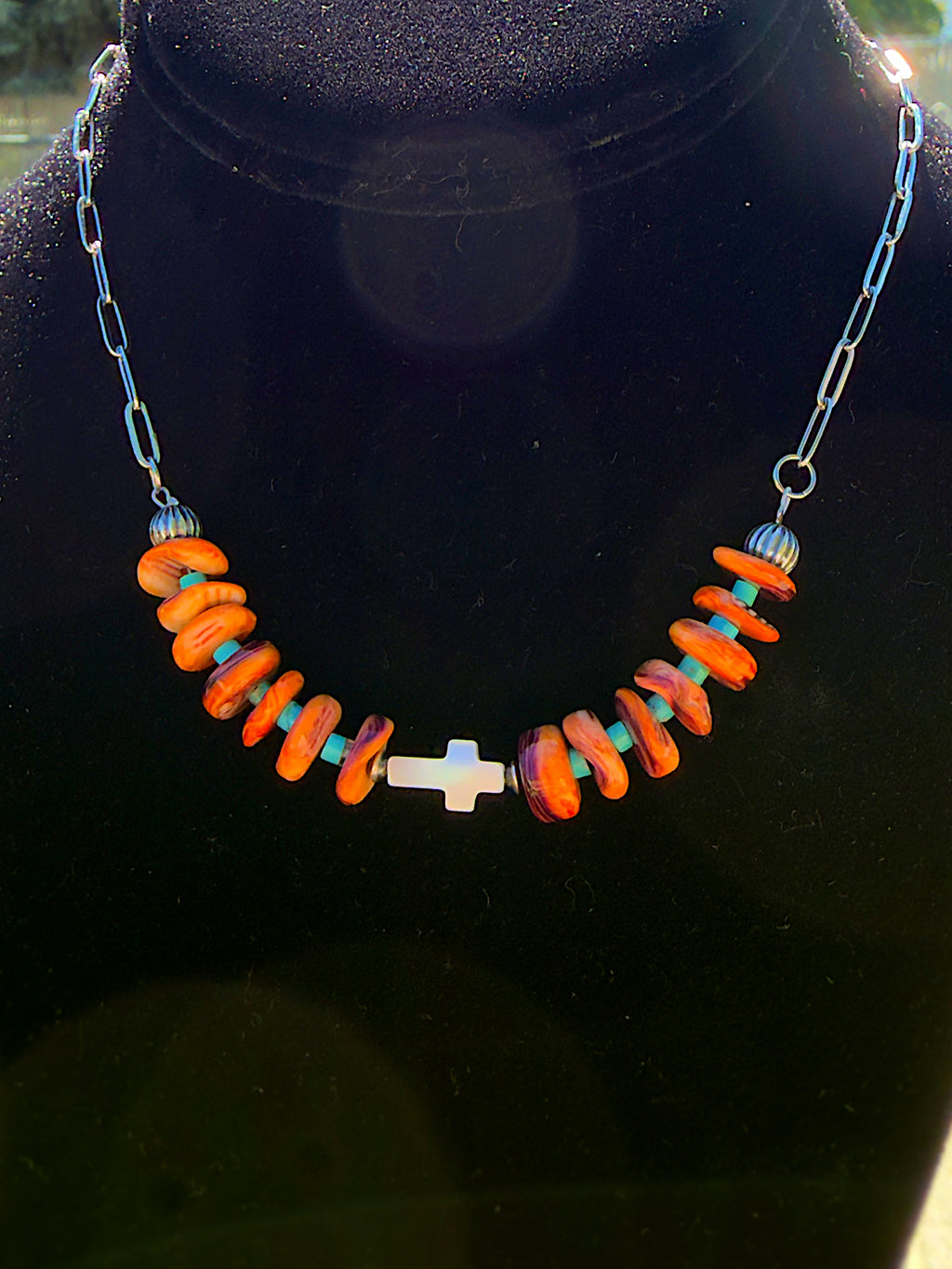 Lions Paw Shell & Kingman Cross Necklace