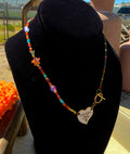 Gold & White Heart Prada Toggle Style Choker