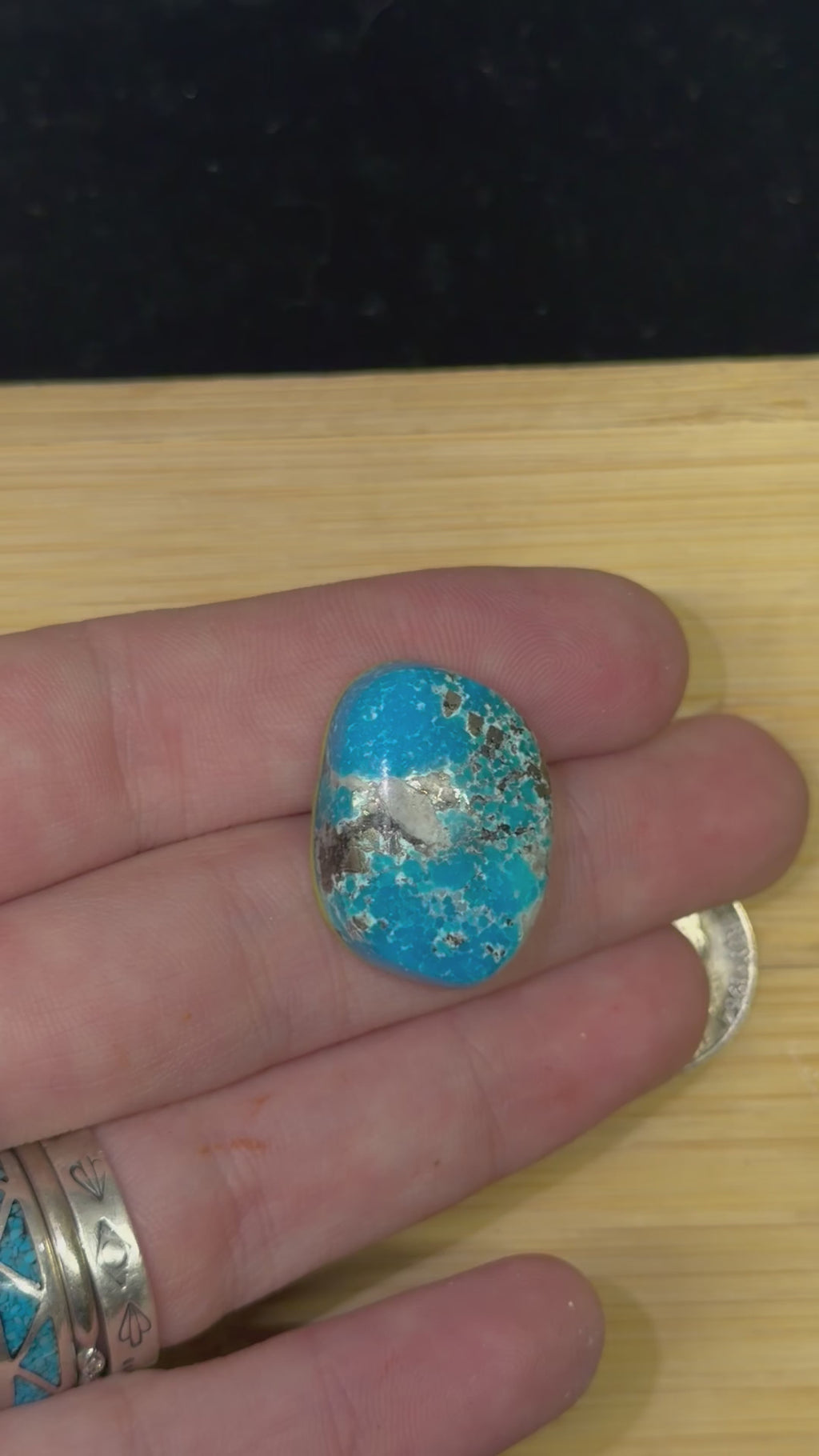 Persian Turquoise w/ Pyrite Cabochon (RARE)