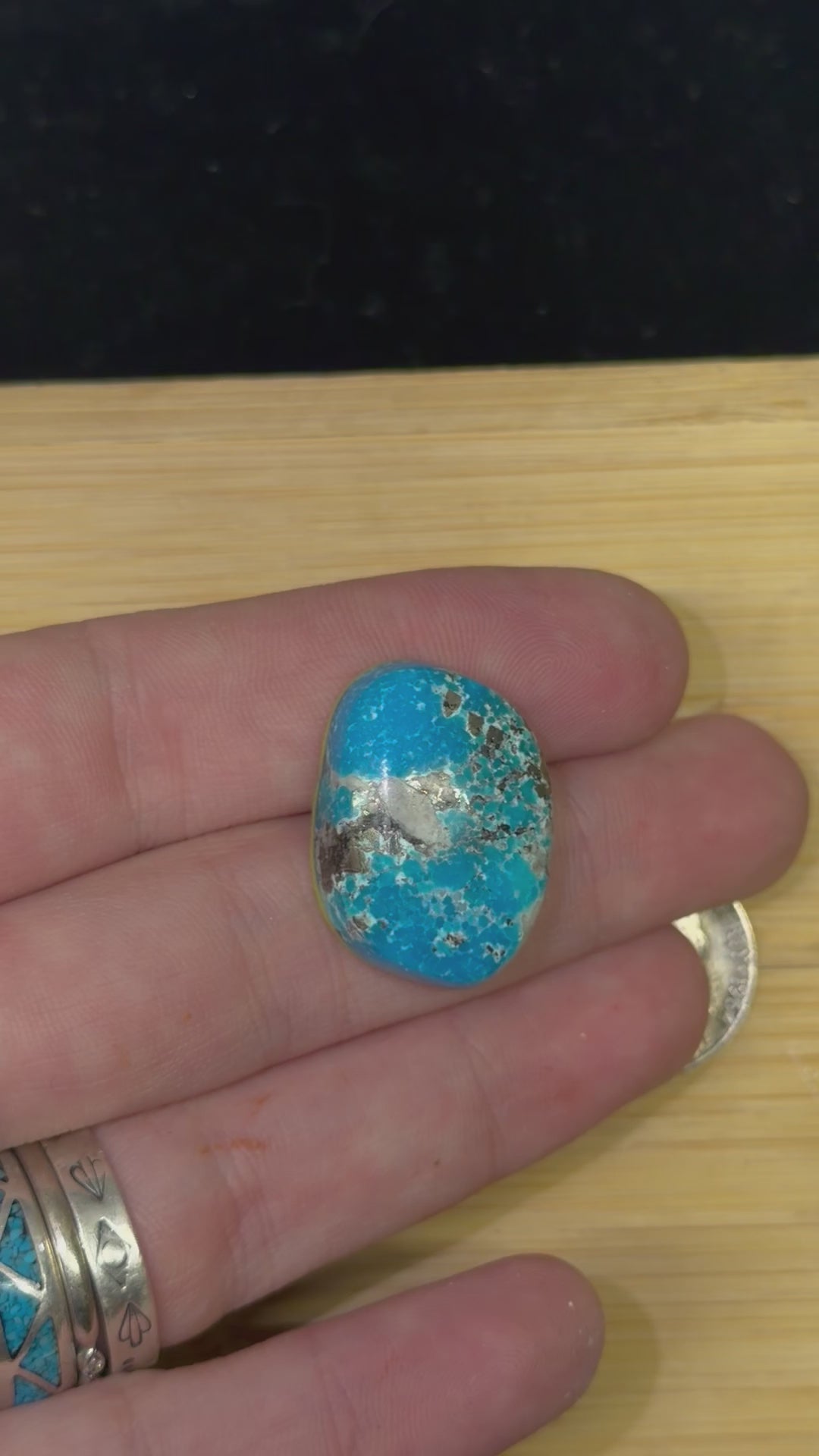 Persian Turquoise w/ Pyrite Cabochon (RARE)
