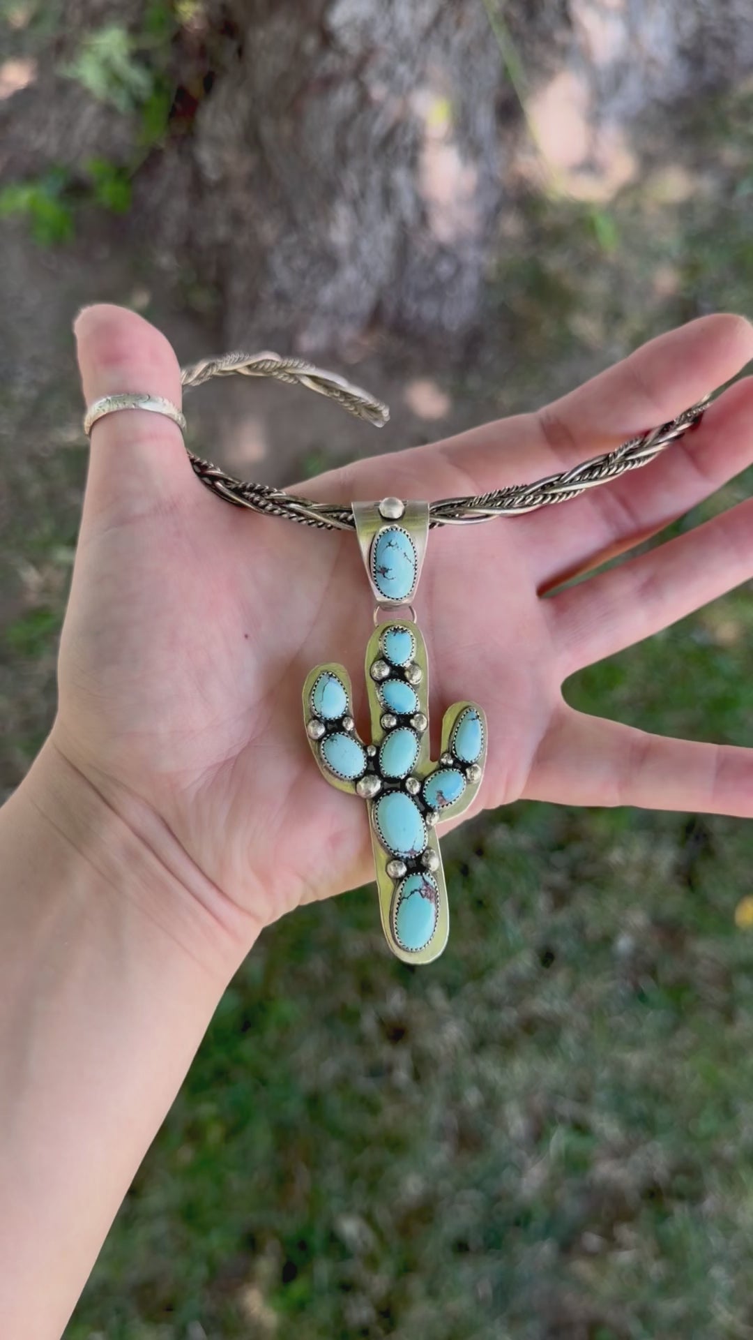 Golden Hills Cactus Pendant (4” long)